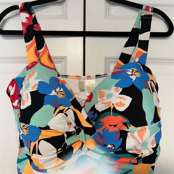 Anne Cole Women's Plus Size 22W Floral two-Piece Swimsuit Multicolor Twist Front - Picture 3 of 13